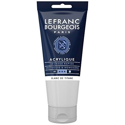 Lefranc Bourgeois 300454 Fine Acrylfarbe Titanweiss, 80ml Tube, cremige Acrylfarbe auf Wasserbasis, schnell trocknend, lichtecht, wasserfest Lefranc Bourgeois 300454 Fine Acrylfarbe Titanweiss, 80ml Tube, cremige Acrylfarbe auf Wasserbasis, schnell trocknend, lichtecht, wasserfest