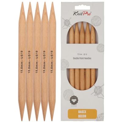 KnitPro Basix Beech Nadelspiele 8" (20cm) 15mm KnitPro Basix Beech Nadelspiele 8" (20cm) 15mm
