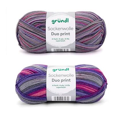 Gründl Wolle Sockenwolle Duo 2 Knäuel 100 g, violett-lila Gründl Wolle Sockenwolle Duo 2 Knäuel 100 g, violett-lila