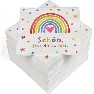 Heku 100 Servietten, 3-lagig, 33x33cm, Regenbogen I Saugstark und praktisch verpackt I Breite Auswahl I Ideal für besondere Anlässe Heku 100 Servietten, 3-lagig, 33x33cm, Regenbogen I Saugstark und praktisch verpackt I Breite Auswahl I Ideal für besondere Anlässe