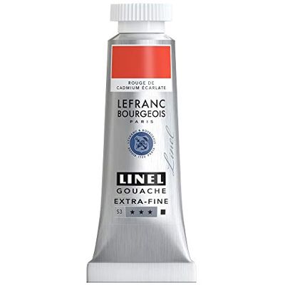 Lefranc Bourgeois 301169 Linel Gouache extrafeine und geschmeidige Wasserfarben mit maximaler Farbintensität, Leuchtkraft für streifenfreien Auftrag, 14ml Tube Kadmiumrot Scharlach Lefranc Bourgeois 301169 Linel Gouache extrafeine und geschmeidige Wasserfarben mit maximaler Farbintensität, Leuchtkraft für streifenfreien Auftrag, 14ml Tube Kadmiumrot Scharlach