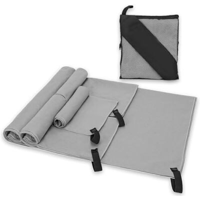 Alyvisun Groß Mikrofaser Handtuch 4 Stück, Kompakt & Ultraleicht Reisehandtuch Schnelltrocknend Gym & Fitness Handtuch in 3 Größen für Yoga, Sauna, Strand & Camping Grau Alyvisun Groß Mikrofaser Handtuch 4 Stück, Kompakt & Ultraleicht Reisehandtuch Schnelltrocknend Gym & Fitness Handtuch in 3 Größen für Yoga, Sauna, Strand & Camping Grau