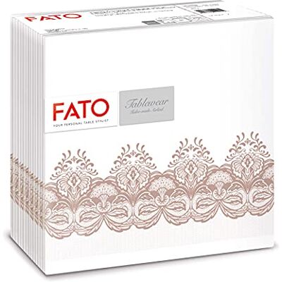 FATO Trockene Papierservietten, Airlaid, Textileffekt, Packung mit 50 Servietten, Größe 40x40, 4-fach gefaltet, Bombay Cappuccino-Muster FATO Trockene Papierservietten, Airlaid, Textileffekt, Packung mit 50 Servietten, Größe 40x40, 4-fach gefaltet, Bombay Cappuccino-Muster