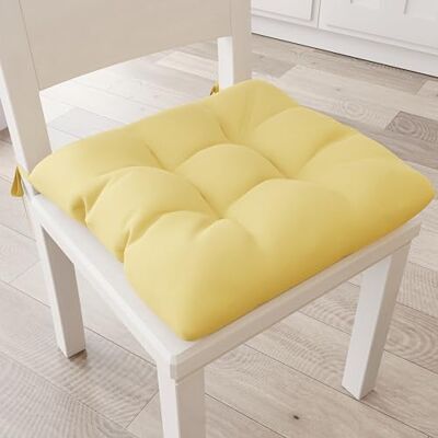 PETTI Artigiani Italiani Kissen für Küchenstuhl, Set mit 6 Kissen für Küchenstühle, Stuhlhussen aus Baumwolle mit Bändern, Amarillo, 100% Made in Italy PETTI Artigiani Italiani Kissen für Küchenstuhl, Set mit 6 Kissen für Küchenstühle, Stuhlhussen aus Baumwolle mit Bändern, Amarillo, 100% Made in Italy