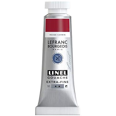 Lefranc Bourgeois 301176 Linel Gouache extrafeine und geschmeidige Wasserfarben mit maximaler Farbintensität, Leuchtkraft für streifenfreien Auftrag, 14ml Tube Karminrot Lefranc Bourgeois 301176 Linel Gouache extrafeine und geschmeidige Wasserfarben mit maximaler Farbintensität, Leuchtkraft für streifenfreien Auftrag, 14ml Tube Karminrot