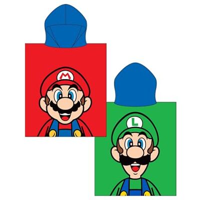 Character World Offizieller Nintendo Super Mario Kapuzenhandtuch-Poncho Superweiches Gefühl, doppeltes Design mit Luigi Bademantel, perfekt für Zuhause, Bad & Strand, 57,5 x 50 cm Character World Offizieller Nintendo Super Mario Kapuzenhandtuch-Poncho Superweiches Gefühl, doppeltes Design mit Luigi Bademantel, perfekt für Zuhause, Bad & Strand, 57,5 x 50 cm