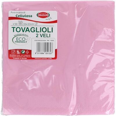 Graziano Einweg-Servietten, 50 Stück, Format 33 x 33, Rosa Graziano Einweg-Servietten, 50 Stück, Format 33 x 33, Rosa