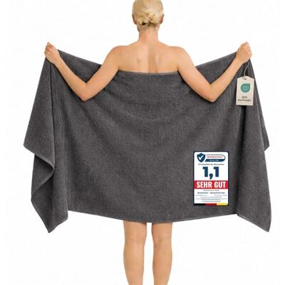 Komfortec Badetuch 100x200 cm aus 100% Baumwolle, XXL Saunatuch, Großes Duschtuch, Weich & Saugstark, Anthrazit Grau Komfortec Badetuch 100x200 cm aus 100% Baumwolle, XXL Saunatuch, Großes Duschtuch, Weich & Saugstark, Anthrazit Grau