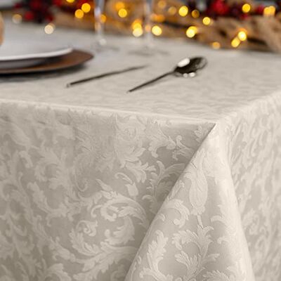 Giovanni Dolcinotti rechteckige Tischdecke Weihnachten 140 x 280 cm Jacquard Damast 12-Sitzer 100% Made in Italy Farbe Elfenbein Giovanni Dolcinotti rechteckige Tischdecke Weihnachten 140 x 280 cm Jacquard Damast 12-Sitzer 100% Made in Italy Farbe Elfenbein