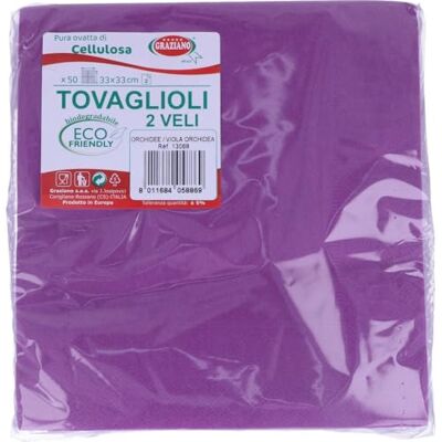 Graziano Einweg-Servietten, 50 Stück, Format 33 x 33, violett Graziano Einweg-Servietten, 50 Stück, Format 33 x 33, violett