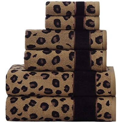 COTTON CRAFT 6-teiliges Handtuch-Set – Tierdruck Safari 100% Baumwolle Jacquard dekoratives Badezimmer-Handtuch-Set – 2 Badetücher, 2 Handtücher, 2 Waschlappen – superweich, schnell trocknend, COTTON CRAFT 6-teiliges Handtuch-Set – Tierdruck Safari 100% Baumwolle Jacquard dekoratives Badezimmer-Handtuch-Set – 2 Badetücher, 2 Handtücher, 2 Waschlappen – superweich, schnell trocknend,