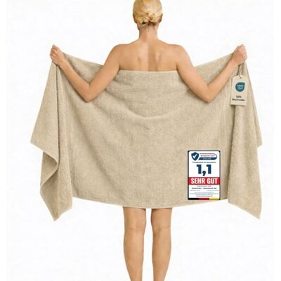 Komfortec Badetuch 100x200 cm aus 100% Baumwolle, XXL Saunatuch, Großes Duschtuch, Weich & Saugstark, Beige Komfortec Badetuch 100x200 cm aus 100% Baumwolle, XXL Saunatuch, Großes Duschtuch, Weich & Saugstark, Beige