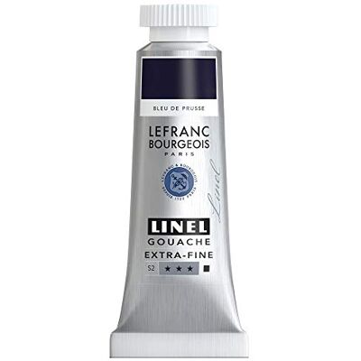 Lefranc Bourgeois 301188 Linel Gouache extrafeine und geschmeidige Wasserfarben mit maximaler Farbintensität, Leuchtkraft für streifenfreien Auftrag, 14ml Tube Preußischblau Lefranc Bourgeois 301188 Linel Gouache extrafeine und geschmeidige Wasserfarben mit maximaler Farbintensität, Leuchtkraft für streifenfreien Auftrag, 14ml Tube Preußischblau