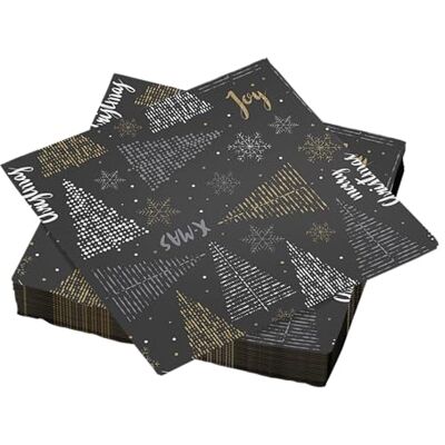 Le Nappage 20 Servietten Xmas Joy schwarz aus Watte, 3-lagig – 33 x 33 cm Le Nappage 20 Servietten Xmas Joy schwarz aus Watte, 3-lagig – 33 x 33 cm