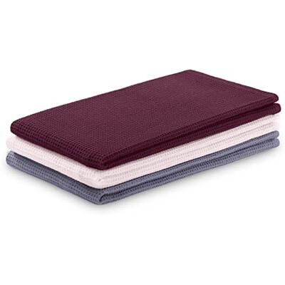 AmeliaHome 3er Set Geschirrtücher Baumwolle Küchentücher 50x70 cm Waffelpique Waffelstoff Letty Violett Puderrosa Rosa AmeliaHome 3er Set Geschirrtücher Baumwolle Küchentücher 50x70 cm Waffelpique Waffelstoff Letty Violett Puderrosa Rosa