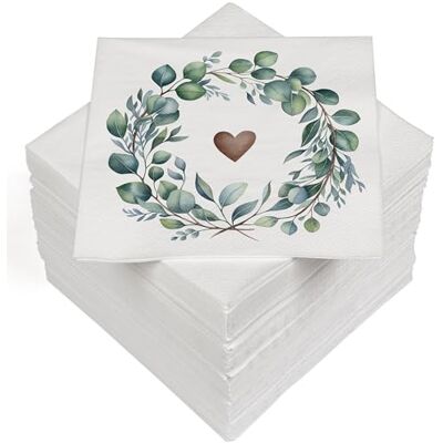 Heku 100 Servietten, 3-lagig, 33x33cm, Eukalyptus Herz I Saugstark und praktisch verpackt I Breite Auswahl I Ideal für besondere Anlässe Heku 100 Servietten, 3-lagig, 33x33cm, Eukalyptus Herz I Saugstark und praktisch verpackt I Breite Auswahl I Ideal für besondere Anlässe