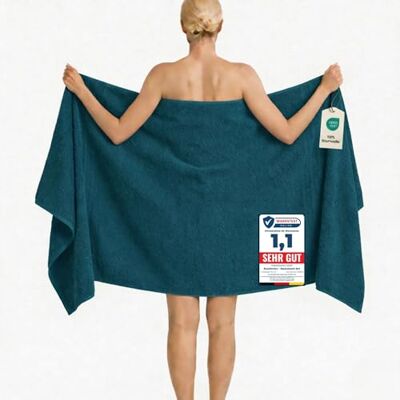 Komfortec Badetuch 100x200 cm aus 100% Baumwolle, XXL Saunatuch, Großes Duschtuch, Weich & Saugstark, Petrol Komfortec Badetuch 100x200 cm aus 100% Baumwolle, XXL Saunatuch, Großes Duschtuch, Weich & Saugstark, Petrol