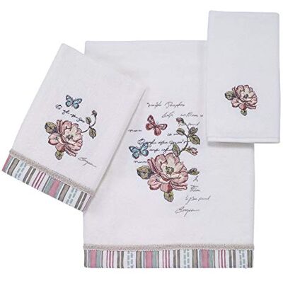 Avanti Linens 3-teiliges Badetuch, weiche und saugfähige Baumwolltücher (Schmetterlings-Garten-Kollektion) Avanti Linens 3-teiliges Badetuch, weiche und saugfähige Baumwolltücher (Schmetterlings-Garten-Kollektion)