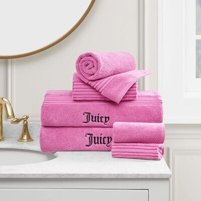 Juicy Couture Alyssa Luxuriöses 6-teiliges Badetuch-Set – (2) Badetücher, (2) Handtücher und (2) Waschlappen – Hot Pink Premium-Badetuch-Set Juicy Couture Alyssa Luxuriöses 6-teiliges Badetuch-Set – (2) Badetücher, (2) Handtücher und (2) Waschlappen – Hot Pink Premium-Badetuch-Set