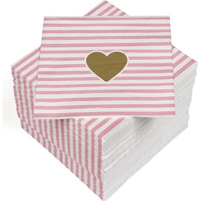 Heku 100 Servietten, 3-lagig, 33x33cm, Herz auf rosa-weißen Streifen I Saugstark und praktisch verpackt I Breite Auswahl I Ideal für besondere Anlässe Heku 100 Servietten, 3-lagig, 33x33cm, Herz auf rosa-weißen Streifen I Saugstark und praktisch verpackt I Breite Auswahl I Ideal für besondere Anlässe