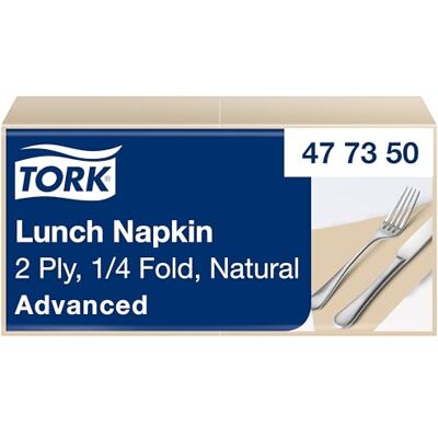 Tork 477350 Lunch Napkins, Natural, 1/4 Fold, 2 Ply, 200 Napkins, 16.4 cm x 16.3 cm Tork 477350 Lunch Napkins, Natural, 1/4 Fold, 2 Ply, 200 Napkins, 16.4 cm x 16.3 cm