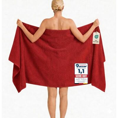 Komfortec Badetuch 100x200 cm aus 100% Baumwolle, XXL Saunatuch, Großes Duschtuch, Weich & Saugstark, Rot Komfortec Badetuch 100x200 cm aus 100% Baumwolle, XXL Saunatuch, Großes Duschtuch, Weich & Saugstark, Rot
