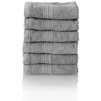 Glart Premium Frottier Handtuch Set, Frotteeserie in 6 Farben und 5 Größen, Farbe: PLATINGRAU, 6X Gesichtstücher 30x30 cm Glart Premium Frottier Handtuch Set, Frotteeserie in 6 Farben und 5 Größen, Farbe: PLATINGRAU, 6X Gesichtstücher 30x30 cm