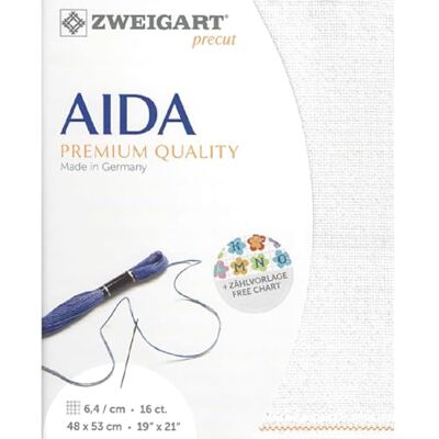 Zweigart AIDA Precut 16 ct. 3251 Farbe 11 weiß irisee, Handarbeitsstoff für Kreuzstich 48x53 cm Zweigart AIDA Precut 16 ct. 3251 Farbe 11 weiß irisee, Handarbeitsstoff für Kreuzstich 48x53 cm
