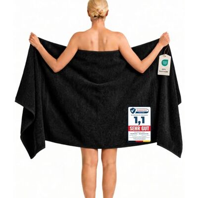 Komfortec Badetuch 100x200 cm aus 100% Baumwolle, XXL Saunatuch, Großes Duschtuch, Weich & Saugstark, Schwarz Komfortec Badetuch 100x200 cm aus 100% Baumwolle, XXL Saunatuch, Großes Duschtuch, Weich & Saugstark, Schwarz