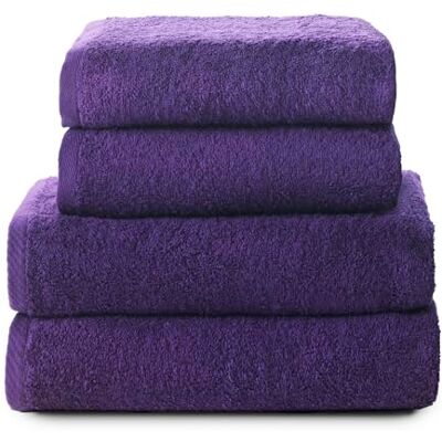 Top Towel Combo Große Badetücher Badezimmerhandtücher 2 Hand- oder Waschbeckenhandtücher + 2 Duschtücher 100 % Baumwolle Lila Top Towel Combo Große Badetücher Badezimmerhandtücher 2 Hand- oder Waschbeckenhandtücher + 2 Duschtücher 100 % Baumwolle Lila