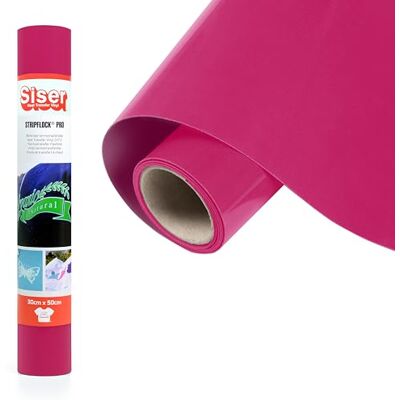 SISER Stripflock PRO Fuchsia, 30cm x 0,5mt, Thermotransfer-Medium mit samtiger Flockoberfläche für die individuelle Gestaltung von Stoffen, Kleidung und Accessoires, Bastelartikel, leicht zu schneiden SISER Stripflock PRO Fuchsia, 30cm x 0,5mt, Thermotransfer-Medium mit samtiger Flockoberfläche für die individuelle Gestaltung von Stoffen, Kleidung und Accessoires, Bastelartikel, leicht zu schneiden