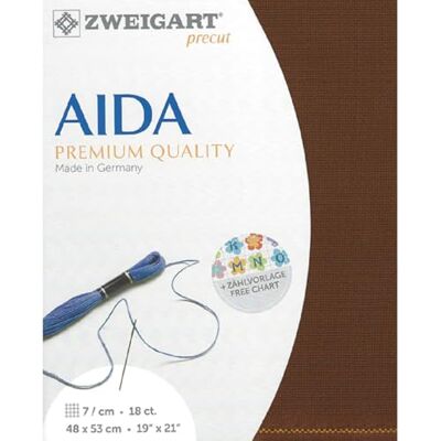 Zweigart AIDA Precut 18 ct. Fein-Aida 3793 Farbe 9010 kastanie, Handarbeitsstoff für Kreuzstich 48x53 cm Zweigart AIDA Precut 18 ct. Fein-Aida 3793 Farbe 9010 kastanie, Handarbeitsstoff für Kreuzstich 48x53 cm