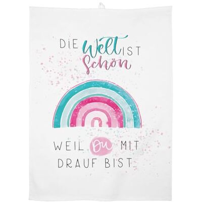 GRUSS & CO Geschirrtuch mit Motiv Die Welt ist schön Küchentuch aus Baumwolle, 60 cm x 45 cm, Farbiger Motivdruck Geschenk, Küche, Kochen und Backen, Grillen 47093 GRUSS & CO Geschirrtuch mit Motiv Die Welt ist schön Küchentuch aus Baumwolle, 60 cm x 45 cm, Farbiger Motivdruck Geschenk, Küche, Kochen und Backen, Grillen 47093