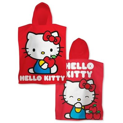 Character World Offizieller Hello Kitty Kapuzenhandtuch-Poncho Superweiches Gefühl, freches Design Bademantel, perfekt für Zuhause, Bad & Strand, Rot, 55 x 50 cm Character World Offizieller Hello Kitty Kapuzenhandtuch-Poncho Superweiches Gefühl, freches Design Bademantel, perfekt für Zuhause, Bad & Strand, Rot, 55 x 50 cm