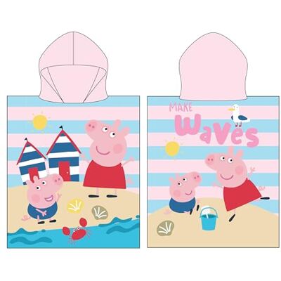 Character World Peppa Pig Offizieller Kapuzenhandtuch-Poncho Superweiches Gefühl, Wellen-Design Bademantel, perfekt für Zuhause, Bad & Strand, Mehrfarbig, 115 x 50 cm Character World Peppa Pig Offizieller Kapuzenhandtuch-Poncho Superweiches Gefühl, Wellen-Design Bademantel, perfekt für Zuhause, Bad & Strand, Mehrfarbig, 115 x 50 cm