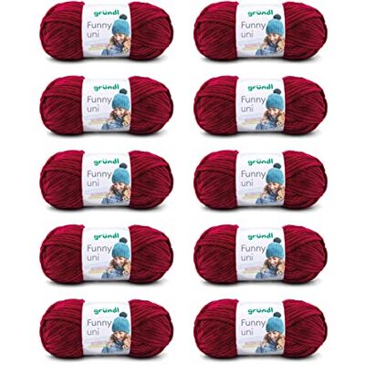 Gründl Wolle Funny uni Chenille Wolle 10 Knäuel 100 g, Bordeaux Gründl Wolle Funny uni Chenille Wolle 10 Knäuel 100 g, Bordeaux