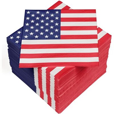 Heku 100 Servietten, 3-lagig, 33x33cm, Stars & Stripes I Saugstark und praktisch verpackt I Ideal für besondere Anlässe Heku 100 Servietten, 3-lagig, 33x33cm, Stars & Stripes I Saugstark und praktisch verpackt I Ideal für besondere Anlässe