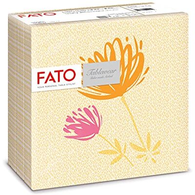 FATO , Trockene Papierservietten, Airlaid, Textileffekt, Packung mit 50 Servietten, Format 40x40, 4-fach gefaltet, Tangerine Magnolia Decor FATO , Trockene Papierservietten, Airlaid, Textileffekt, Packung mit 50 Servietten, Format 40x40, 4-fach gefaltet, Tangerine Magnolia Decor