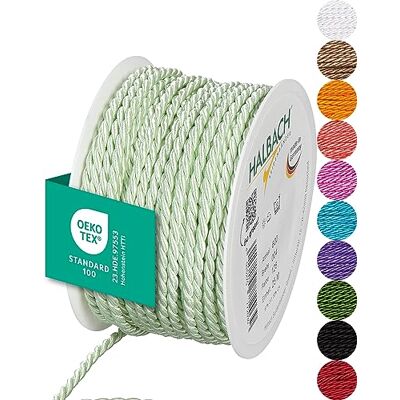 Halbach Seidenbänder Premium Kordel (Mint) Breite 4mm Länge 25m Made in Germany & Öko-Tex Zertifiziert glänzende Satinkordel aus Acetat Halbach Seidenbänder Premium Kordel (Mint) Breite 4mm Länge 25m Made in Germany & Öko-Tex Zertifiziert glänzende Satinkordel aus Acetat