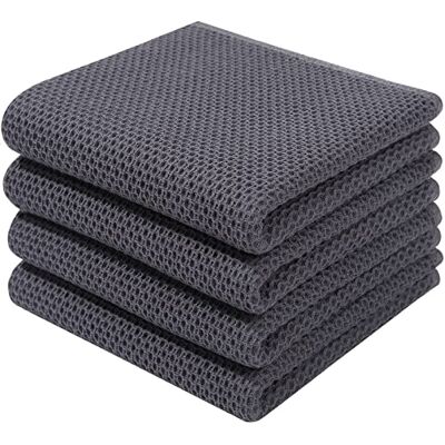 Homaxy Geschirrtücher, 100% Baumwolle, Waffelgewebe, ultraweich, saugfähig, schnell trocknend, 33 x 71 cm, 4er-Pack, Dunkelgrau Homaxy Geschirrtücher, 100% Baumwolle, Waffelgewebe, ultraweich, saugfähig, schnell trocknend, 33 x 71 cm, 4er-Pack, Dunkelgrau