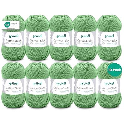 Gründl Wolle Cotton Quick uni Häkelgarn 10 Knäuel 50 g, salbei Gründl Wolle Cotton Quick uni Häkelgarn 10 Knäuel 50 g, salbei