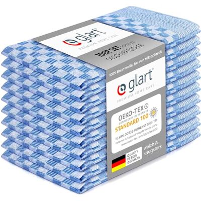 Glart 48SB 10er Set Küchentücher 50x70 cm aus 100% Baumwolle in blau, Oeko-TEX Standard 100 Zertifiziert, fusselfrei, waschbar, vorgewaschen für die Küche und Abwasch Glart 48SB 10er Set Küchentücher 50x70 cm aus 100% Baumwolle in blau, Oeko-TEX Standard 100 Zertifiziert, fusselfrei, waschbar, vorgewaschen für die Küche und Abwasch