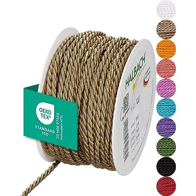 Halbach Seidenbänder Premium Kordel (Natur) Breite 4mm Länge 25m Made in Germany & Öko-Tex Zertifiziert glänzende Satinkordel aus Acetat Halbach Seidenbänder Premium Kordel (Natur) Breite 4mm Länge 25m Made in Germany & Öko-Tex Zertifiziert glänzende Satinkordel aus Acetat
