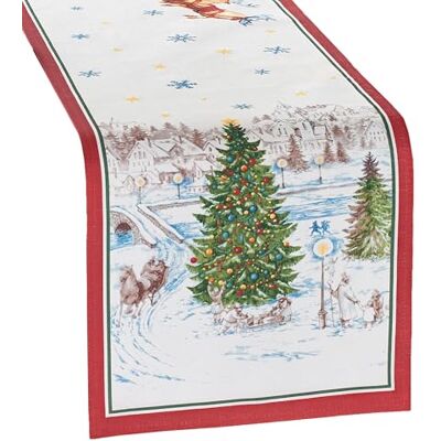 Elrene Santas Snowy Sleighride Tischläufer aus Stoff mit Schlittenschlitten, Weihnachtsmann, Polyester, 13"x70" (Table Runner) Elrene Santas Snowy Sleighride Tischläufer aus Stoff mit Schlittenschlitten, Weihnachtsmann, Polyester, 13"x70" (Table Runner)