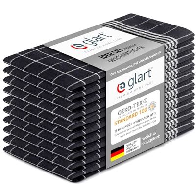 Glart 48GI2 10er Set Geschirrtücher Küchentücher, 50x70 cm, 100% Baumwolle Oeko-TEX Standard 100, grau, fusselfrei, vorgewaschen, Tücher für Küche und Abwasch Glart 48GI2 10er Set Geschirrtücher Küchentücher, 50x70 cm, 100% Baumwolle Oeko-TEX Standard 100, grau, fusselfrei, vorgewaschen, Tücher für Küche und Abwasch