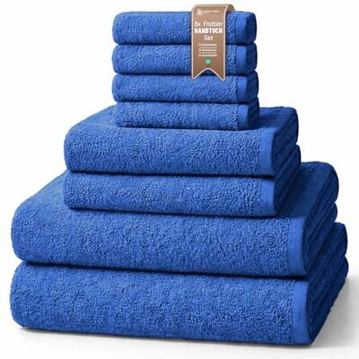 NatureMark 8-teiliges Handtuch-Set aus Frottee in verschiedenen Größen – 4 Gästetücher, 2 Handtücher, 2 Badetücher 100% Baumwolle Farbe: Royal Blau NatureMark 8-teiliges Handtuch-Set aus Frottee in verschiedenen Größen – 4 Gästetücher, 2 Handtücher, 2 Badetücher 100% Baumwolle Farbe: Royal Blau