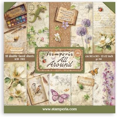 Stamperia Scrapbook Paper Pad for Scrapbooks, Albums, Cards, Bullet Journals and More, Acid Free, Double-Sided, Perfect for Hobbies, Crafts, and Gifting (All Around) (30.5 x 30.5cm) Stamperia Scrapbook Paper Pad for Scrapbooks, Albums, Cards, Bullet Journals and More, Acid Free, Double-Sided, Perfect for Hobbies, Crafts, and Gifting (All Around) (30.5 x 30.5cm)