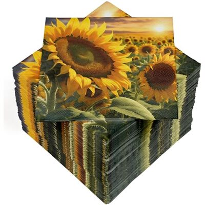 Heku 100 Servietten, 3-lagig, 33x33cm, Sonnenblumen I Saugstark und praktisch verpackt I Breite Auswahl I Ideal für besondere Anlässe Heku 100 Servietten, 3-lagig, 33x33cm, Sonnenblumen I Saugstark und praktisch verpackt I Breite Auswahl I Ideal für besondere Anlässe