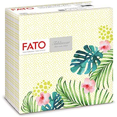 FATO Trockene Papierservietten, Airlaid, Textileffekt, Packung mit 50 Servietten, Format 40x40 gefaltet in 4, Tropicana Decor FATO Trockene Papierservietten, Airlaid, Textileffekt, Packung mit 50 Servietten, Format 40x40 gefaltet in 4, Tropicana Decor