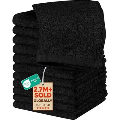 Utopia Towels Baumwoll-Waschlappen-Set – 100% ringgesponnene Baumwolle, hochwertige Flanell-Waschlappen für das Gesicht, sehr saugfähige und weiche Handtücher, 12 Stück, Schwarz Utopia Towels Baumwoll-Waschlappen-Set – 100% ringgesponnene Baumwolle, hochwertige Flanell-Waschlappen für das Gesicht, sehr saugfähige und weiche Handtücher, 12 Stück, Schwarz